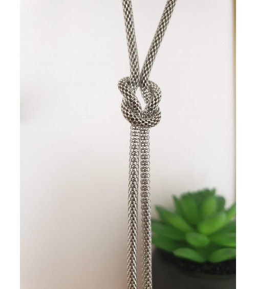 Collier "noeud" en acier, avec chaine ajustable