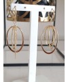 Boucles d'oreilles 3 ovales striées entrelacées, en plaqué or avec fermeture "dormeuse"