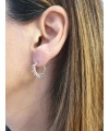 Boucles d'oreilles créoles motif soleil en argent 925/1000 rhodié