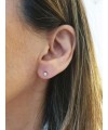 Boucles d'oreilles en argent 925/1000 rhodié 4 griffes avec oxyde de zirconium blanc (diamètre 3 mm)