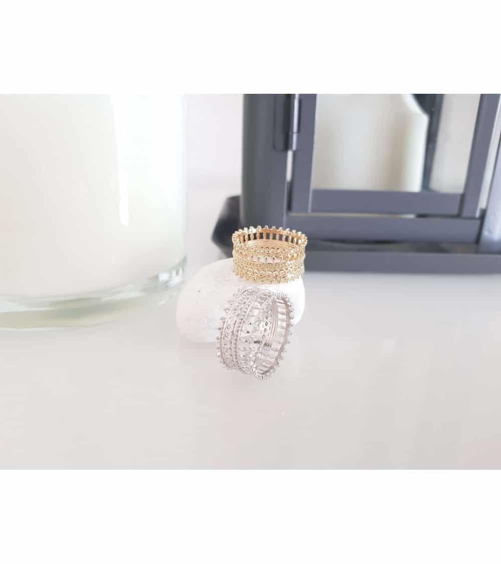 Bague Ajourée Plaquée Or Avec Zirconiums - Taille 56 - Occasion