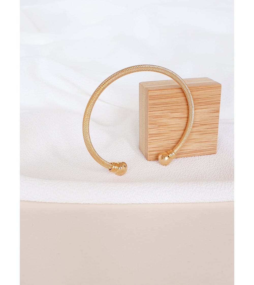 Bracelet Rigide Ouvert Plaqué Or - Occasion, Légèrement Tordu, Couleur Doré