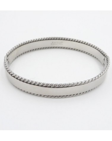 Bracelet rigide en acier avec bords au motif corde
