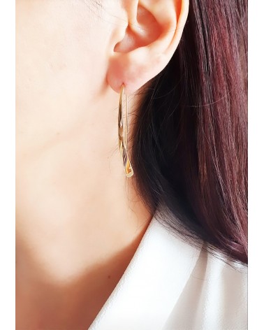 Boucles d’oreilles pendantes en plaqué or à crochets longs