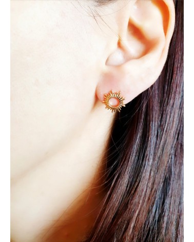 Boucles d'oreilles soleil en plaqué or
