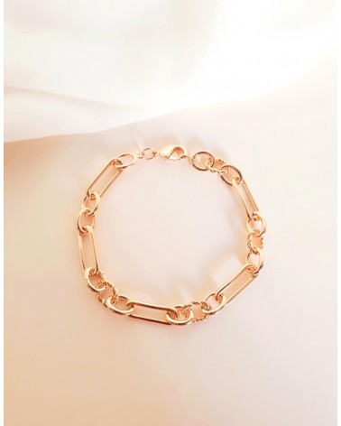 Bracelet en plaqué or à maillons rectangles et ovales