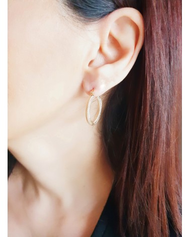 Boucles d'oreilles créoles en plaqué or striées brillantes