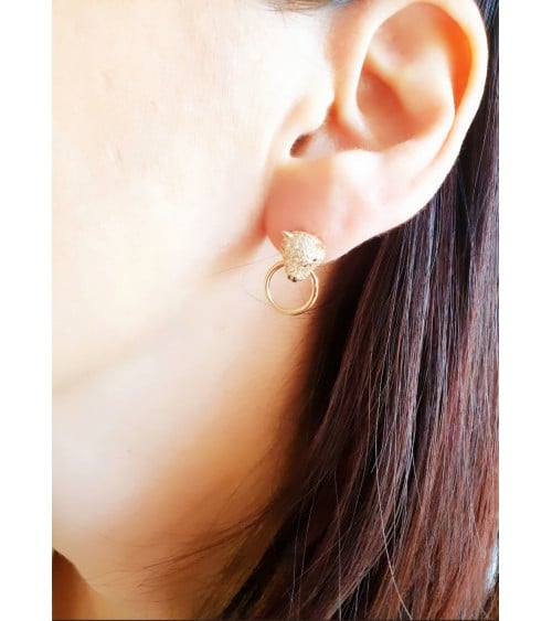 Boucles d'oreilles en plaqué or motif "panthère" avec oxyde de zirconium