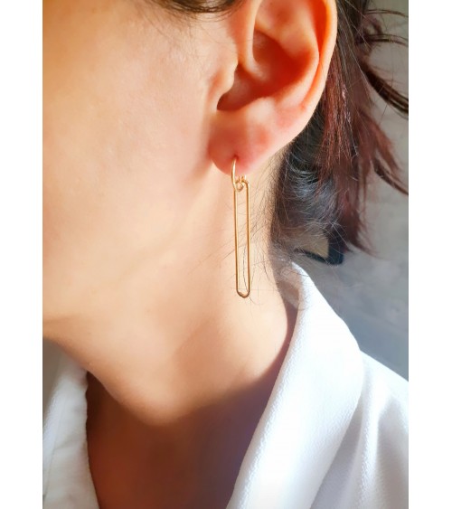 Boucles d'oreilles pendantes rectangles en plaqué or