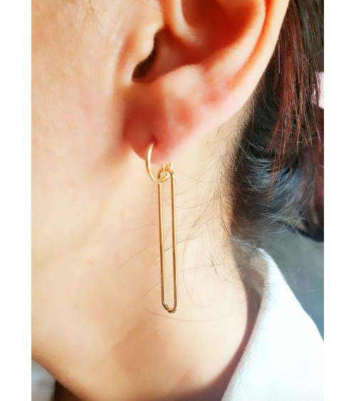 Boucles d'oreilles pendantes rectangles en plaqué or