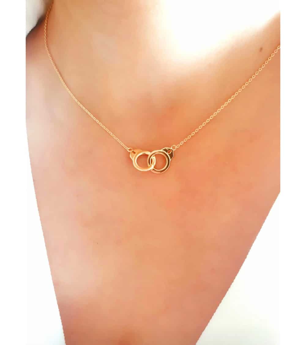 Breloque Pendentif Menottes Plaqué Argent - Pour Collier Ou Bracelet Charms - Sans Nickel, Avec Zircon