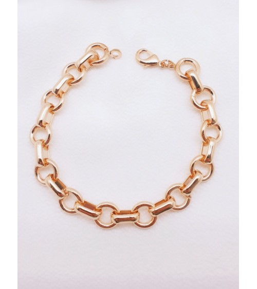 Bracelet en plaqué or avec maillons ronds reliés par maillons ovales