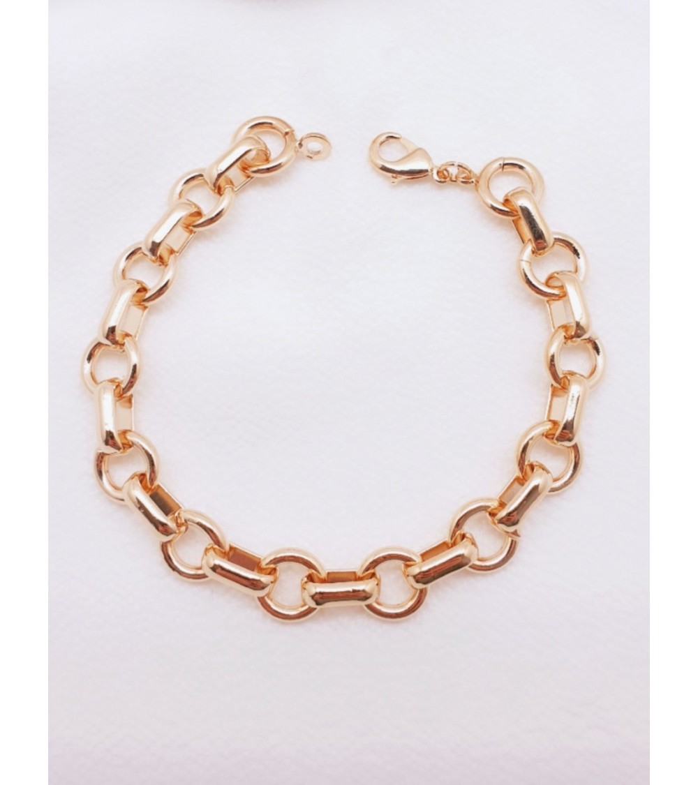 Bracelet en plaqué or avec maillons ronds reliés par maillons ovales