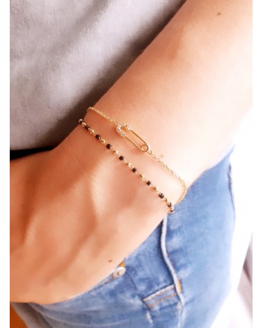 Bracelet en plaqué or avec petites boules intercalées avec des petites perles de verre