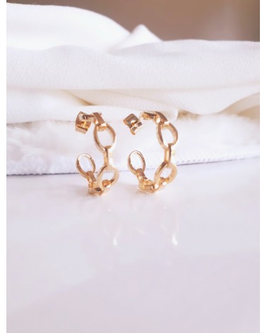 Boucles d'oreilles créoles en plaqué or avec maillons ovales