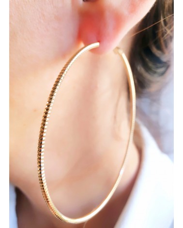 Boucles d'oreilles créoles en plaqué or striées