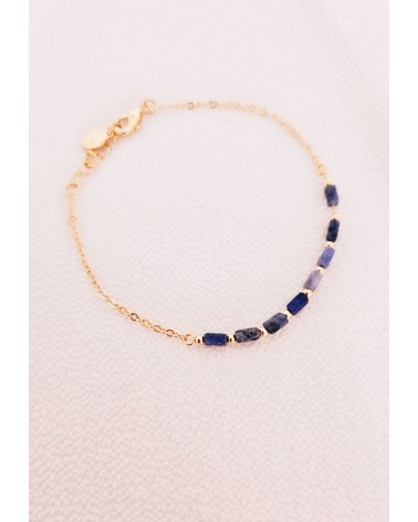 Bracelet en plaqué or et pierre sodalite