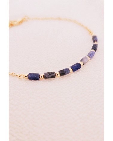 Bracelet en plaqué or et pierre sodalite