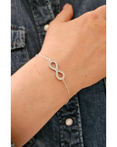 Bracelet "infini" en argent 925/1000ème rhodié et oxyde de zirconium