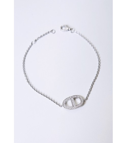 Bracelet maille marine en argent 925/1000 et oxydes de zirconium