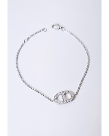Bracelet maille marine en argent 925/1000 et oxydes de zirconium