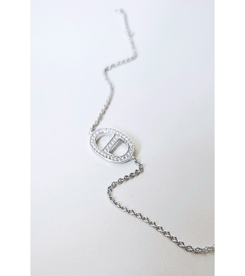Bracelet maille marine en argent 925/1000 et oxydes de zirconium