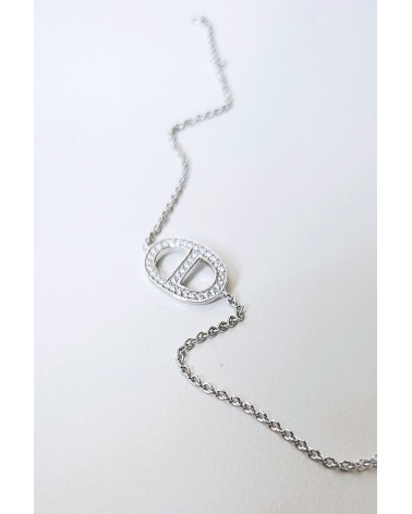 Bracelet maille marine en argent 925/1000 et oxydes de zirconium