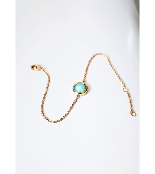 Bracelet en plaqué or et pierre amazonite