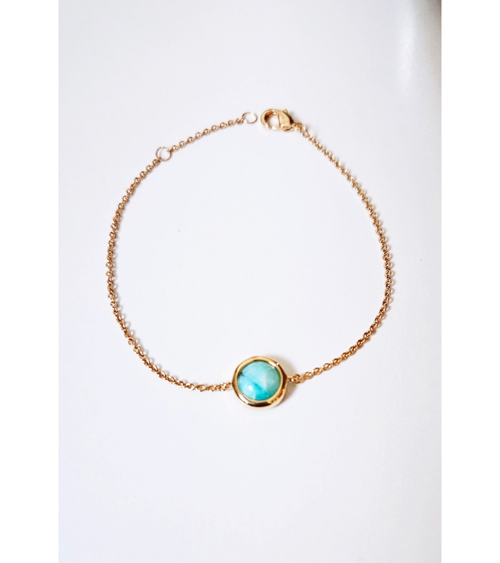Bracelet en plaqué or et pierre amazonite