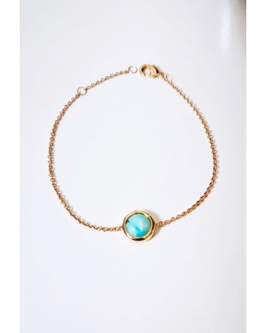 Bracelet en plaqué or et pierre amazonite