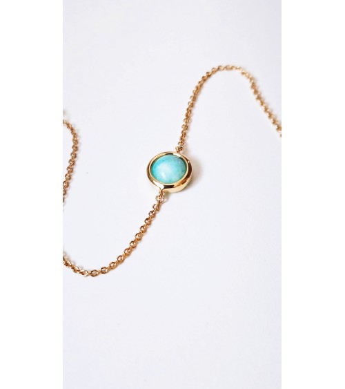 Bracelet en plaqué or et pierre amazonite