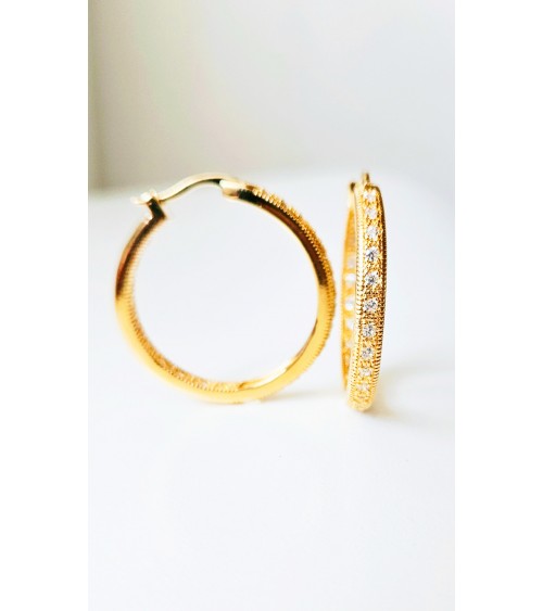 Boucles d'oreilles créoles en plaqué or et oxydes de zirconium