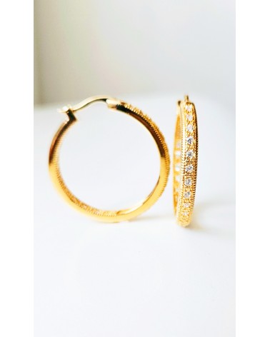 Boucles d'oreilles créoles en plaqué or et oxydes de zirconium