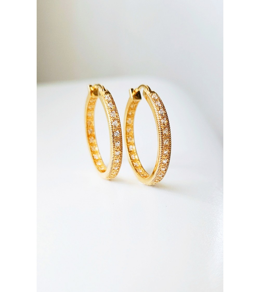 Boucles d'oreilles créoles en plaqué or et oxydes de zirconium