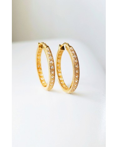 Boucles d'oreilles créoles en plaqué or et oxydes de zirconium