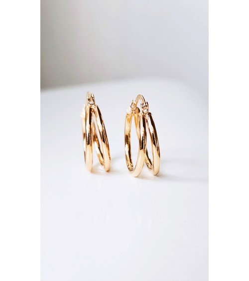 Boucles d'oreilles créoles à deux anneaux lisses