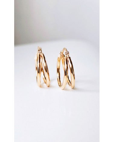 Boucles d'oreilles créoles à deux anneaux lisses