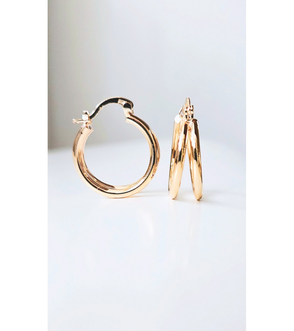 Boucles d'oreilles créoles à deux anneaux lisses