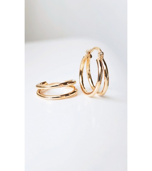 Boucles d'oreilles créoles à deux anneaux lisses