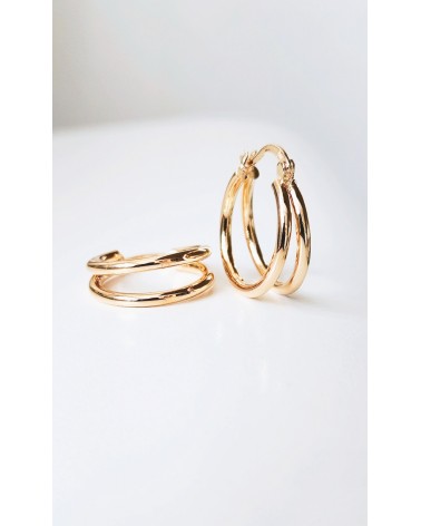 Boucles d'oreilles créoles à deux anneaux lisses