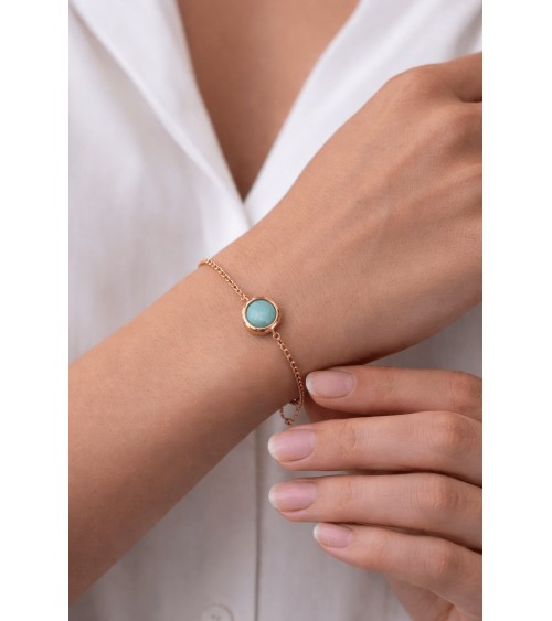 Bracelet en plaqué or et pierre amazonite