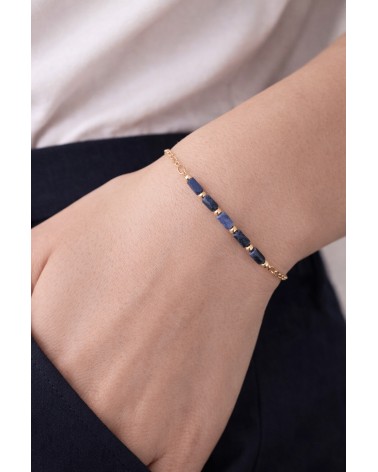 Bracelet en plaqué or et pierre sodalite