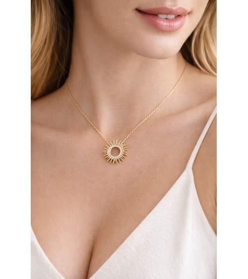 Collier "soleil" en plaqué or serti en son centre d'oxydes de zirconium