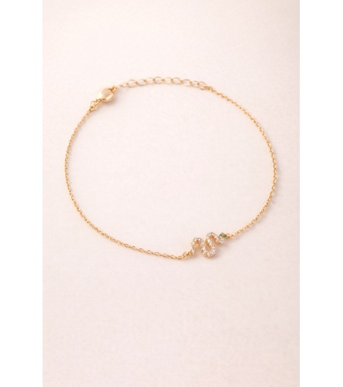 Bracelet "serpent" en plaqué or et oxyde de zirconium