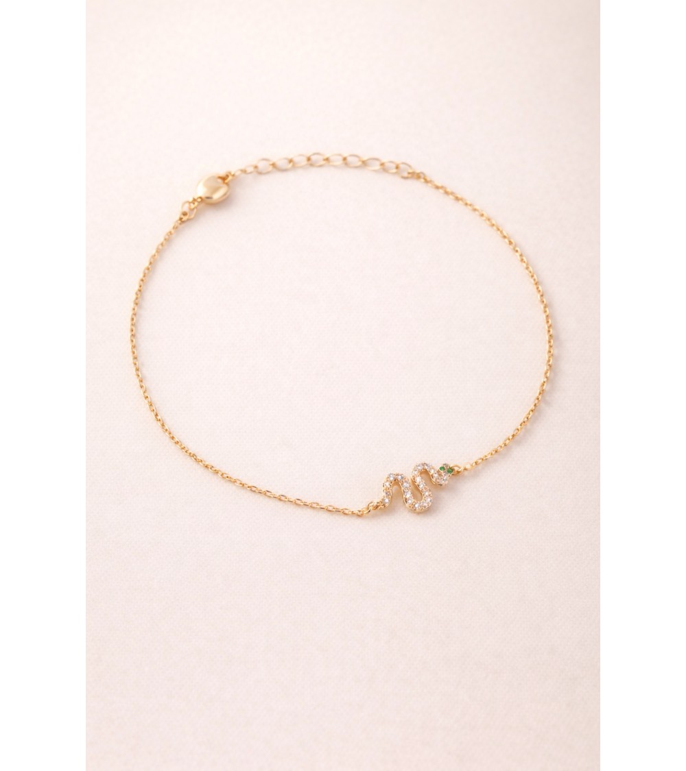 Bracelet "serpent" en plaqué or et oxyde de zirconium