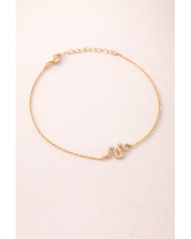 Bracelet "serpent" en plaqué or et oxyde de zirconium