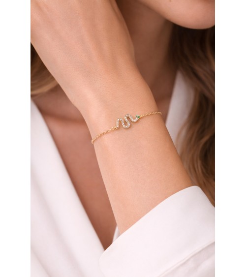 Bracelet "serpent" en plaqué or et oxyde de zirconium