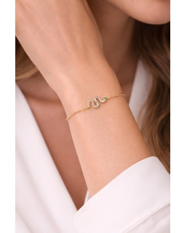 Bracelet "serpent" en plaqué or et oxyde de zirconium