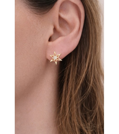 Boucles d'oreilles étoile en plaqué or et oxyde de zirconium au centre