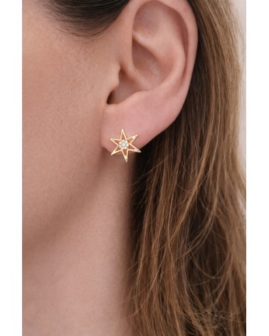 Boucles d'oreilles étoile en plaqué or et oxyde de zirconium au centre